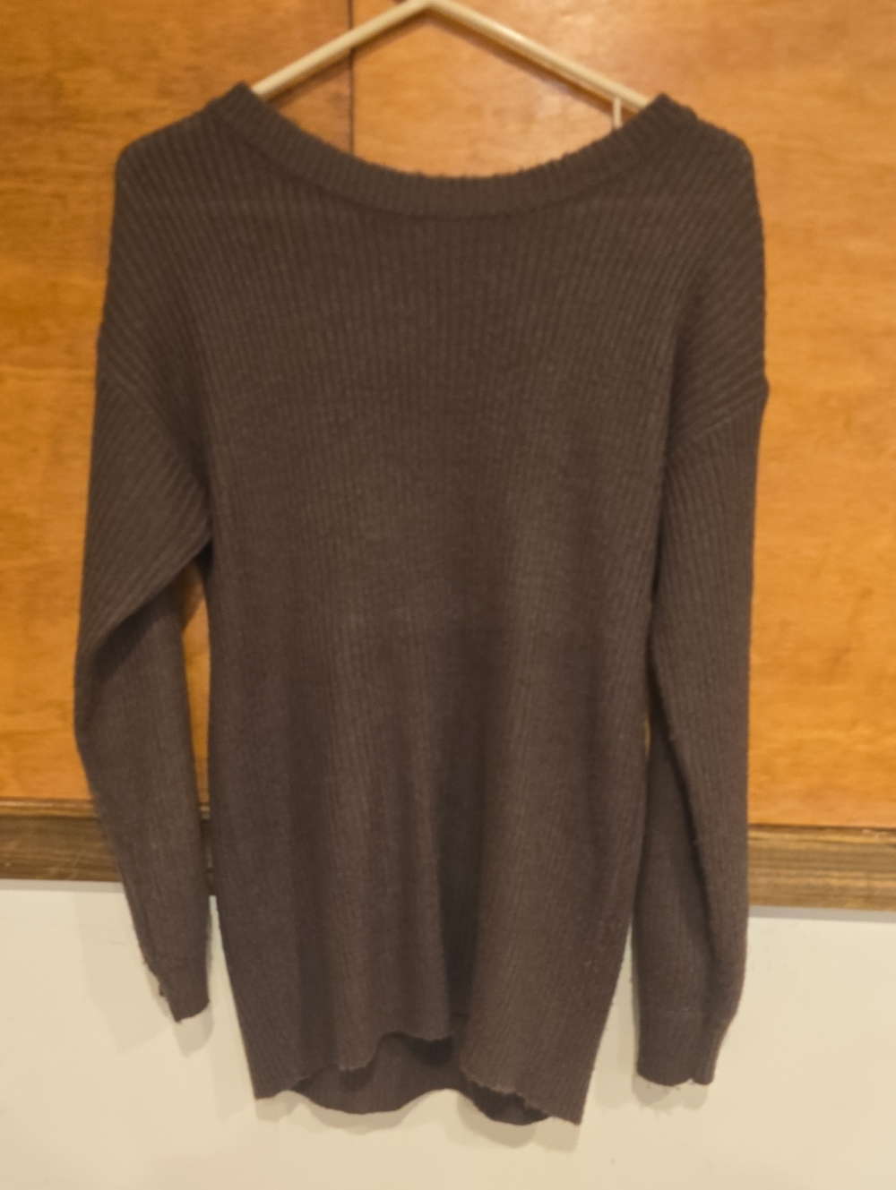 Charlotte Russe Ribbed Scoop-Neck Sweater - Brown